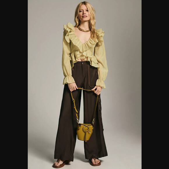 Anthropologie En Elly V-Neck Ruffle Blouse - New Large - Picture 4 of 7